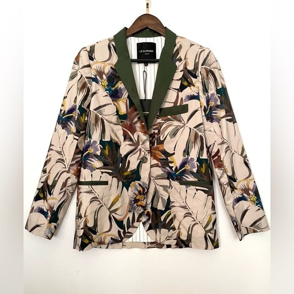 LE SUPERBE Coastal Paradise Floral printed blazer cotton tropical jacket Small 4 - Picture 5 of 10